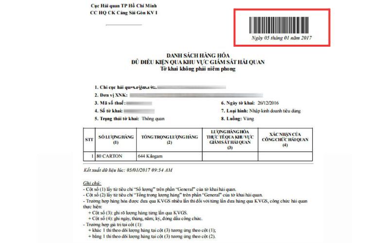 Mã vạch tờ khai hải quan là gì